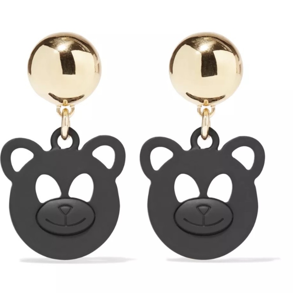 Ready 2 Bear Clip On Earrings Black Metal